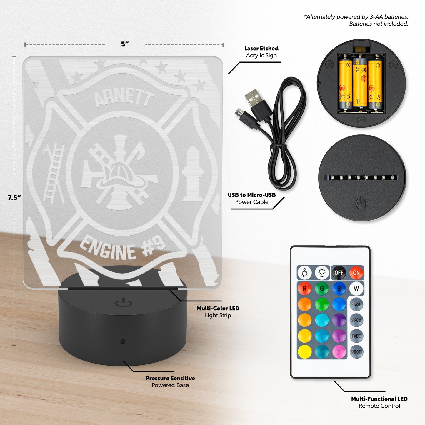 Personalized Firefighter Gift Custom Night Light
