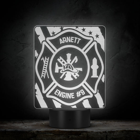 Personalized Firefighter Gift Custom Night Light