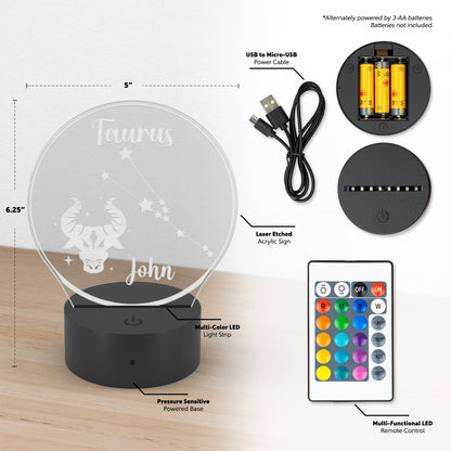 Personalized Taurus LED Light Taurus Gift Ideas