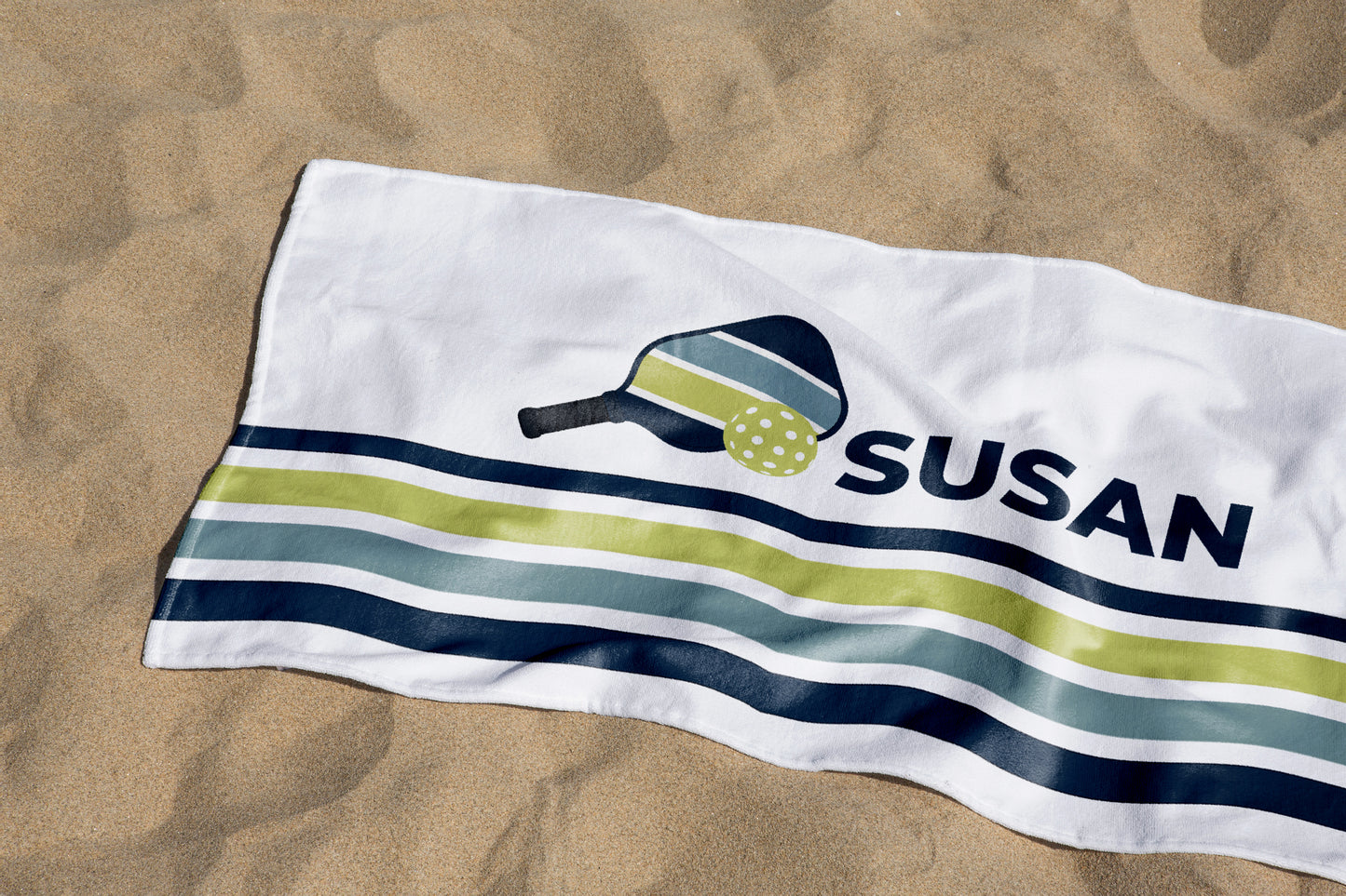 Personalized Retro Stripe Pickleball Towel