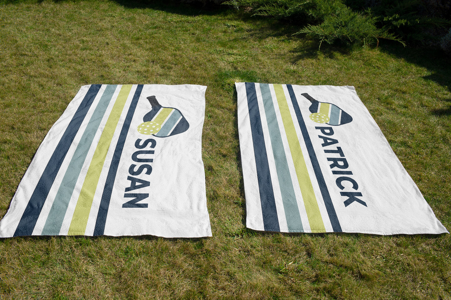 Personalized Retro Stripe Pickleball Towel
