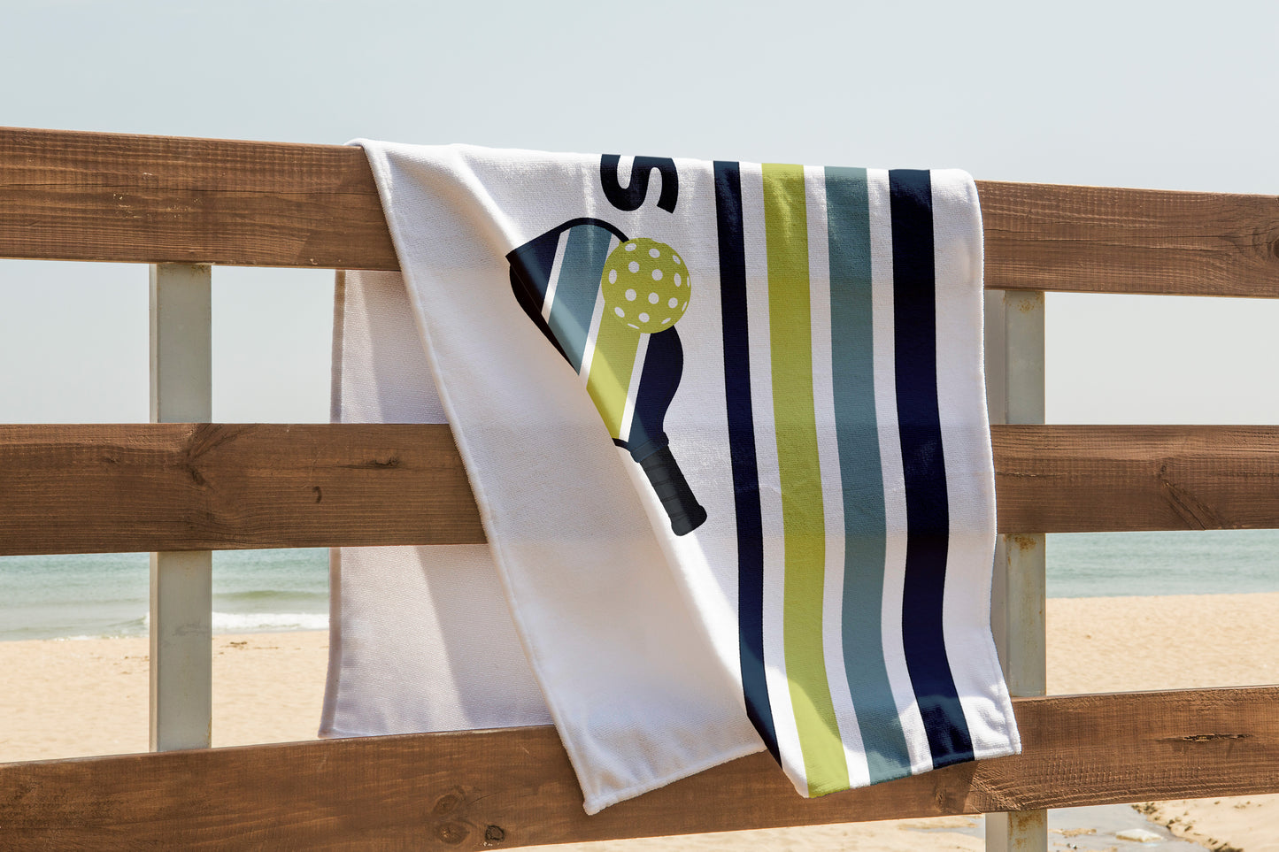 Personalized Retro Stripe Pickleball Towel