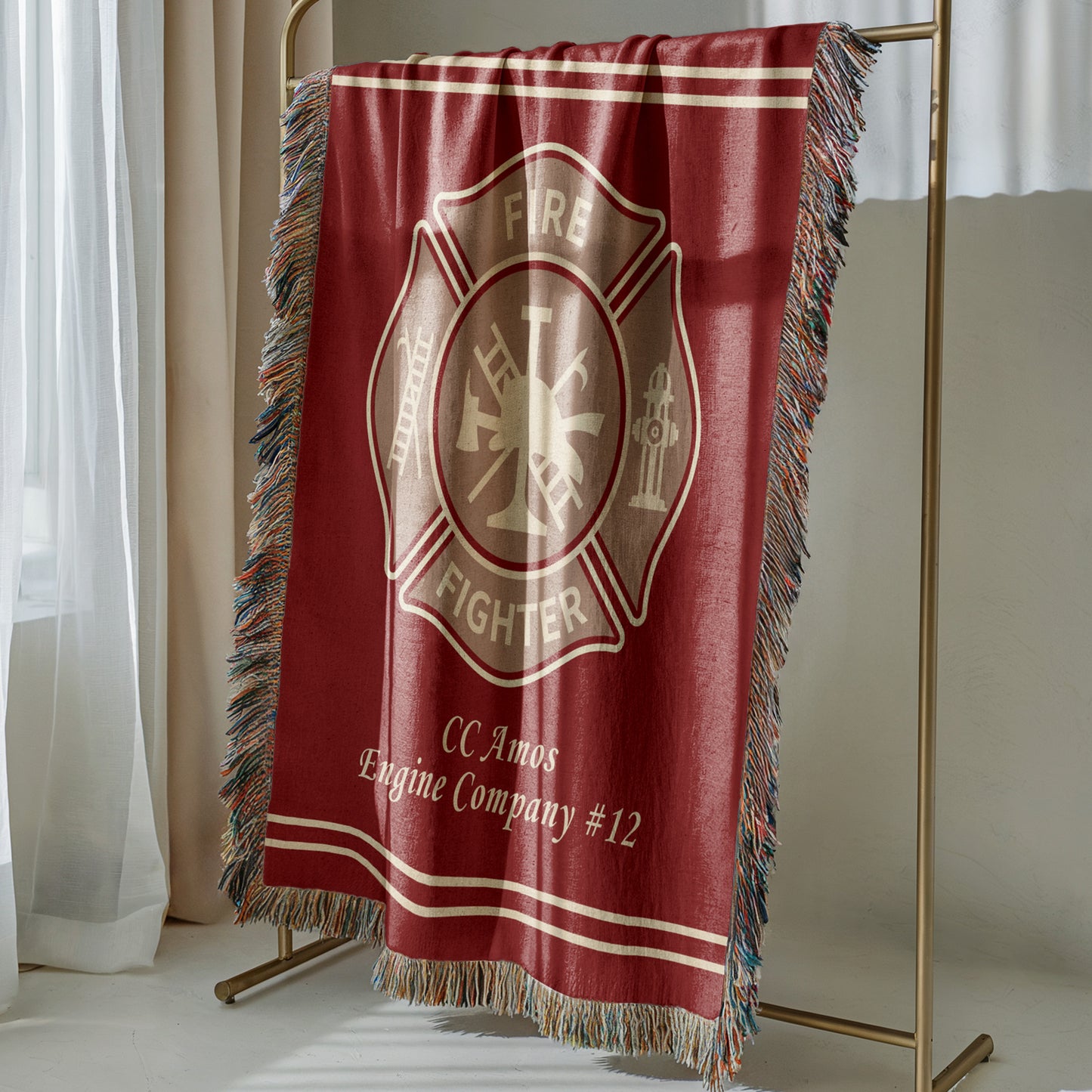 Personalized Firefighter Woven Blanket