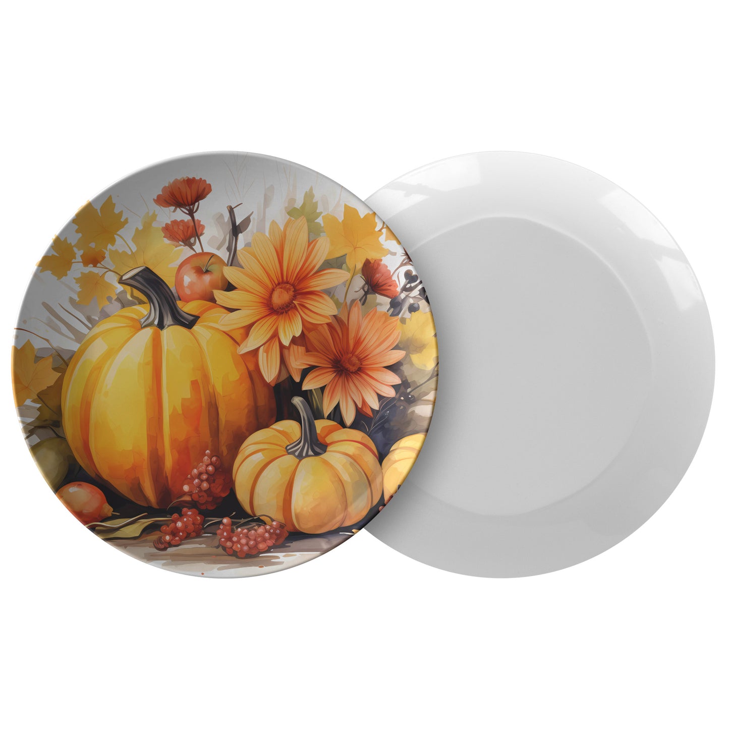 Rustic Fall Pumpkin Plates Thermosaf Polymer Plastic Plate