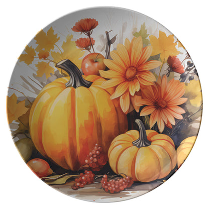 Rustic Fall Pumpkin Plates Thermosaf Polymer Plastic Plate