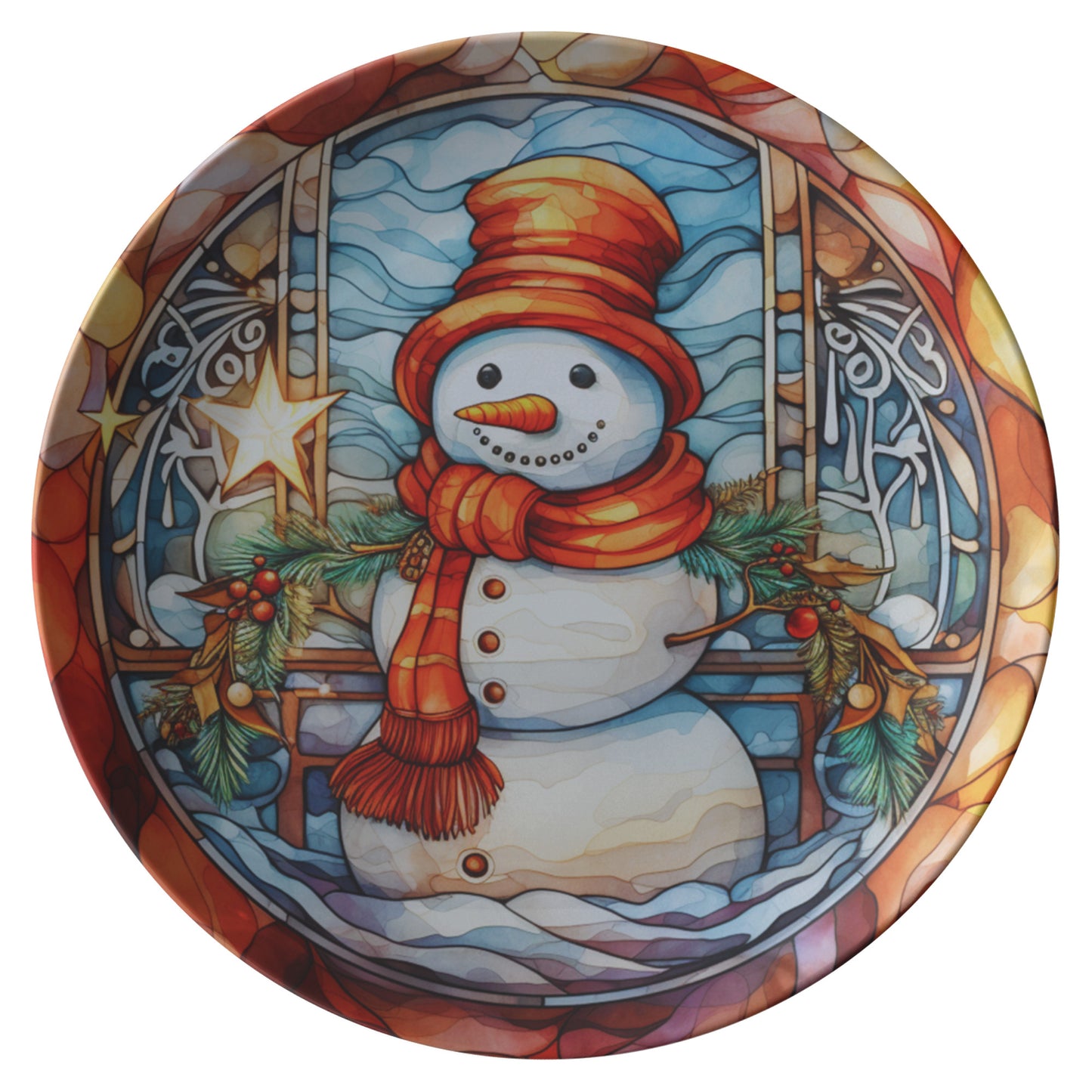 Thermosaf Polymer Plastic Snowman Christmas Dinner Plate