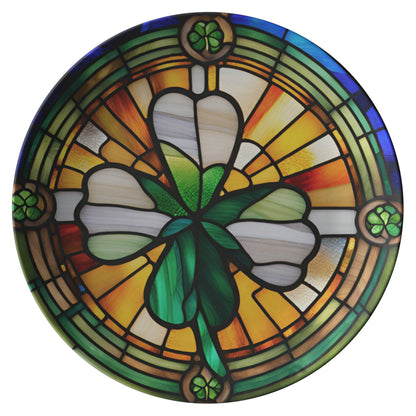 St Patricks Day Decoration Thermosaf Polymer Plastic Shamrock Plate