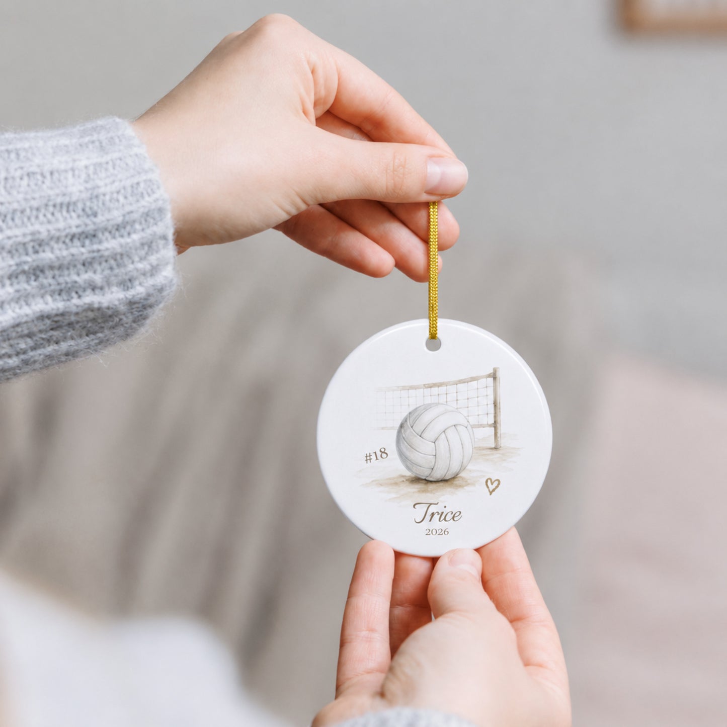 Personalized Ceramic Volleyball Ornament