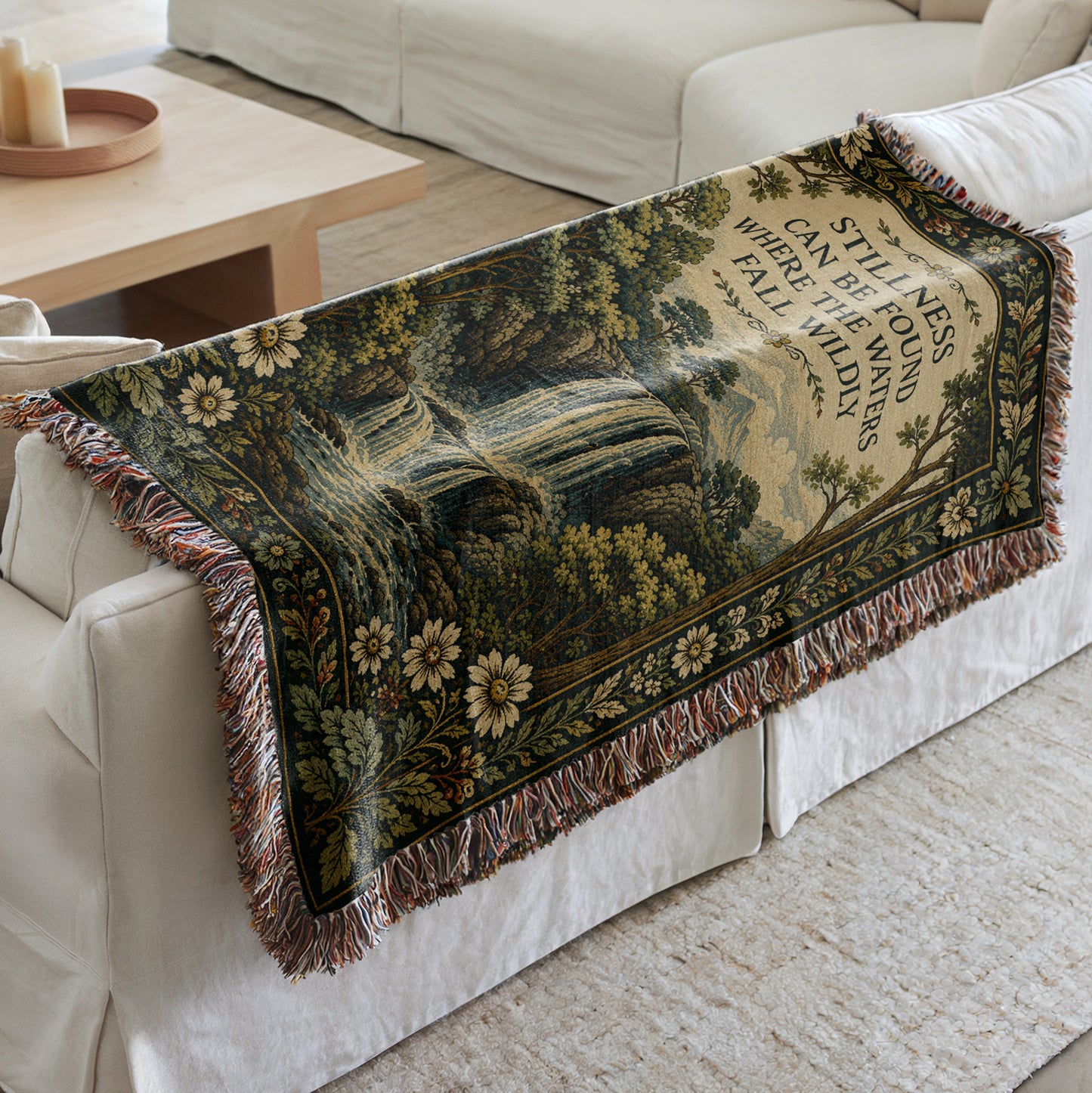 Waterfall Throw Blanket Woven Tapestry