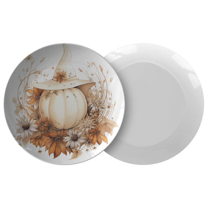 White Boho Pumpkin Thermosaf Polymer Plastic Cottagecore Plates