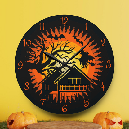 Creepy Halloween Hanging Decor Round Acrylic Wall Clock Halloween Horror Decor Scary Halloween Home Decor Creepy Halloween Party Decorations