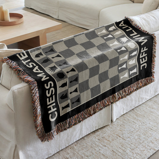 Personalized Woven Chess Board Blanket
