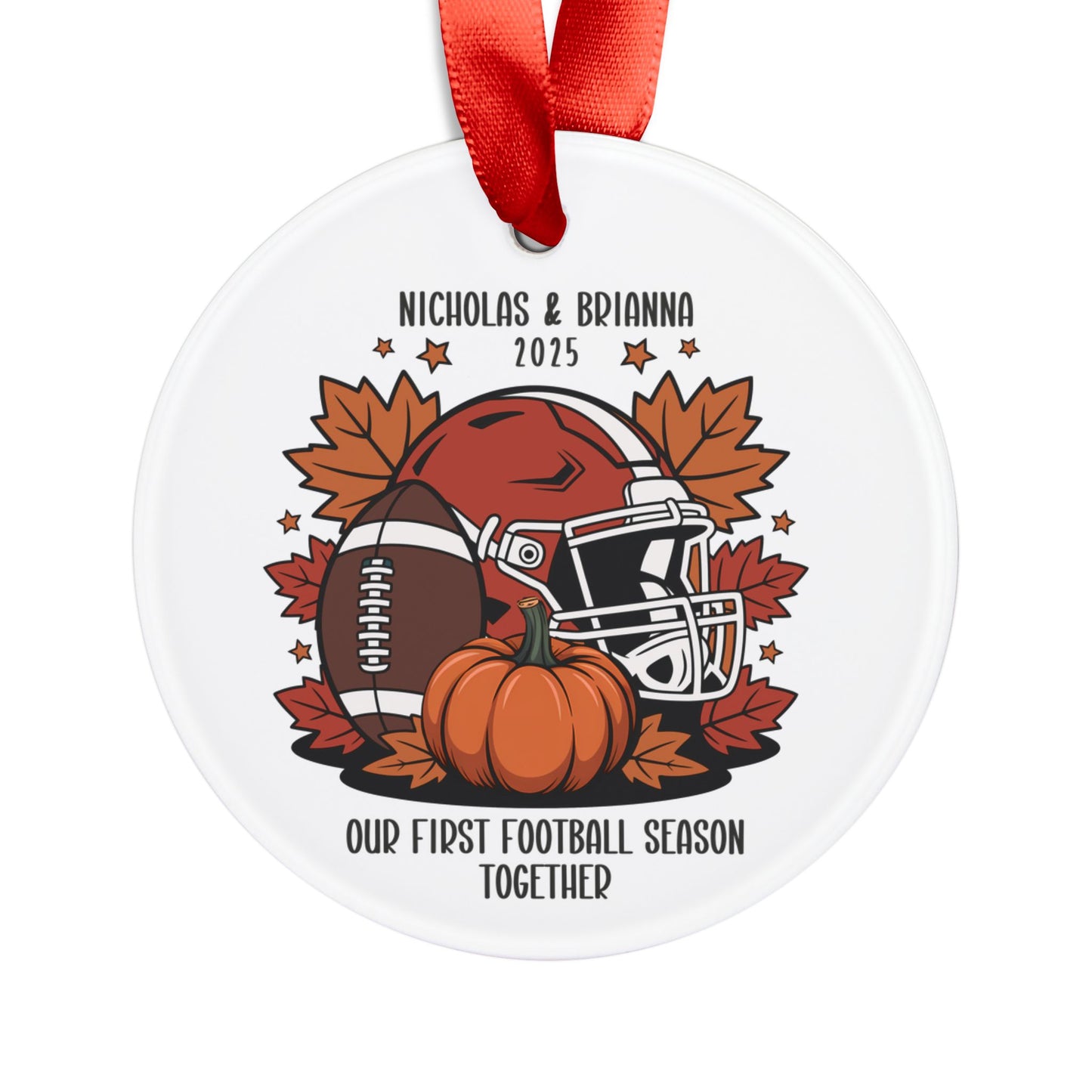 Custom Fall Football Couple Ornament