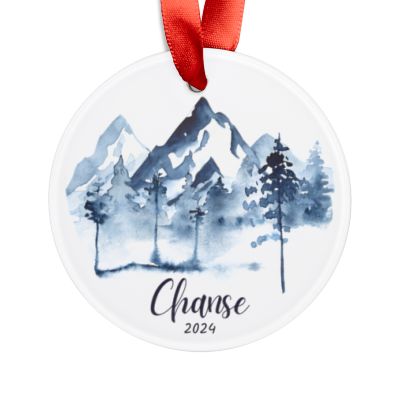 Personalized Mountain Christmas Ornament