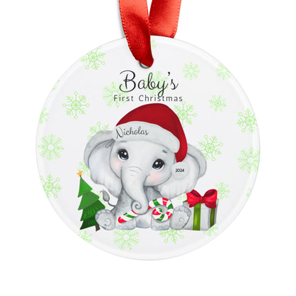 Baby First Christmas Elephant Ornament Personalized