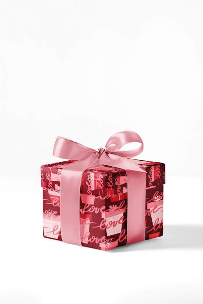 Pink Valentines Day Mid Century Modern Wrapping Paper