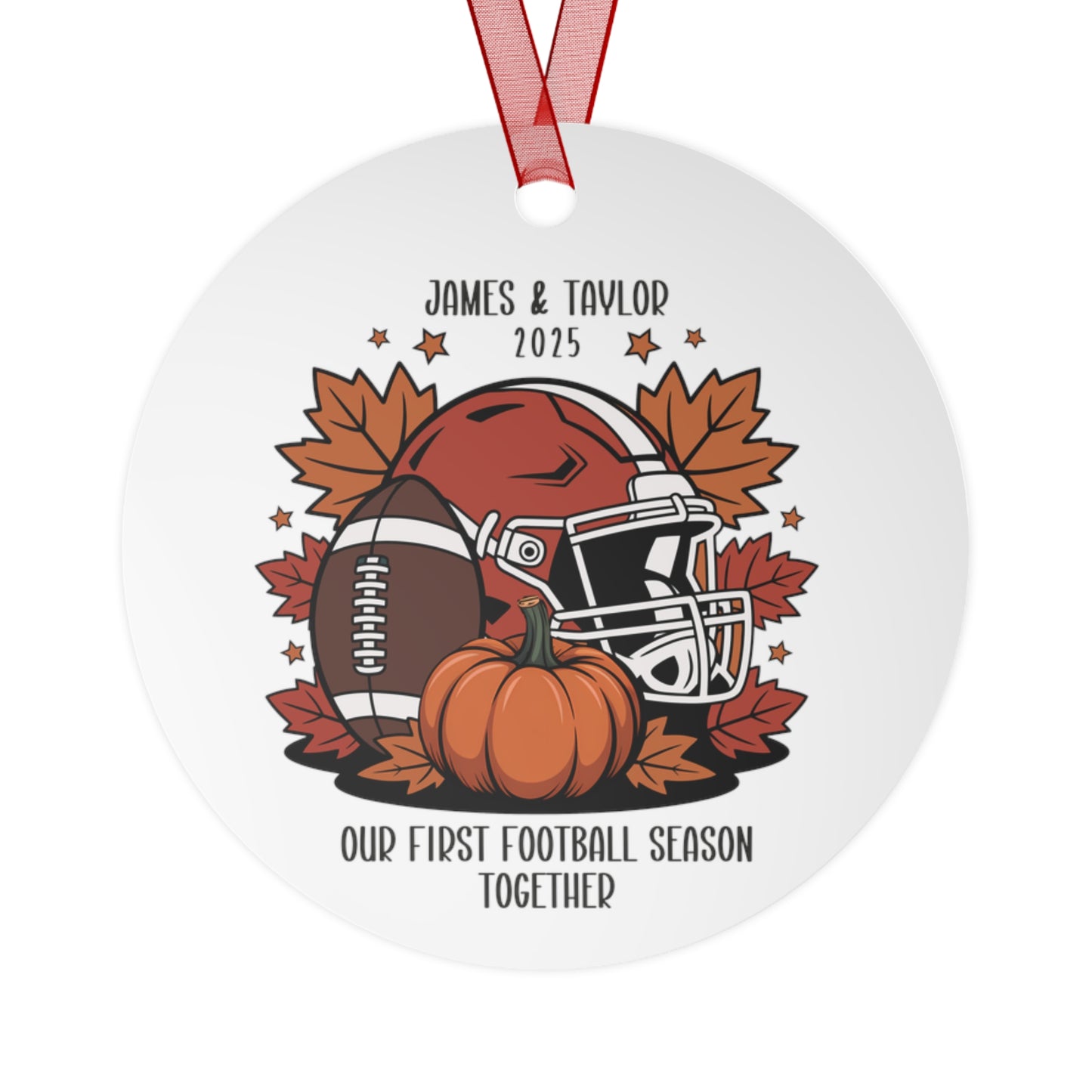 Custom Fall Football Couple Ornament