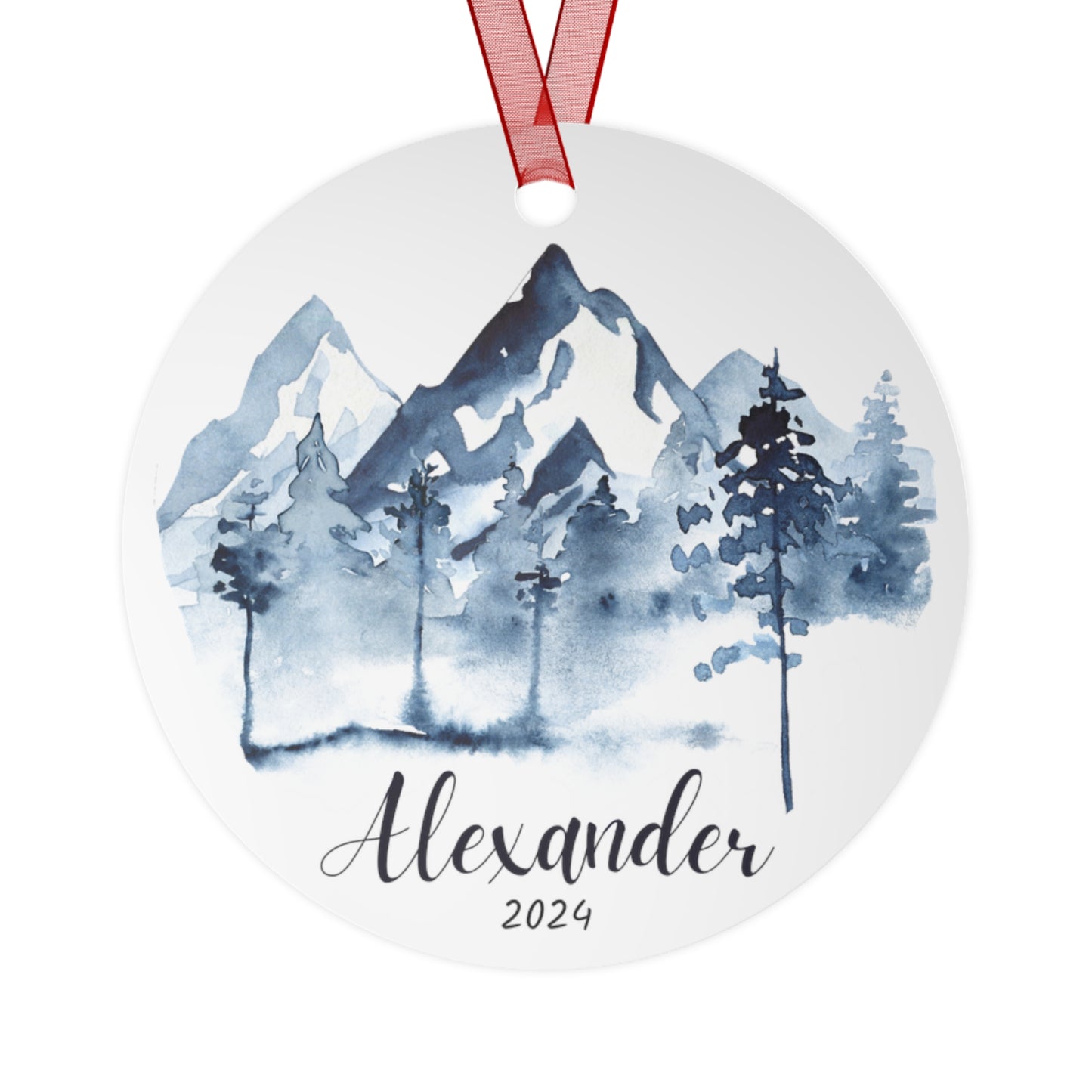 Personalized Mountain Christmas Ornament