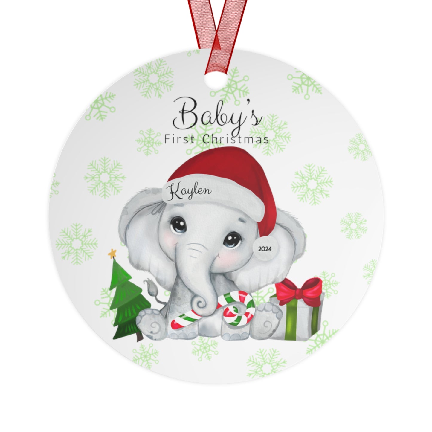 Baby First Christmas Elephant Ornament Personalized