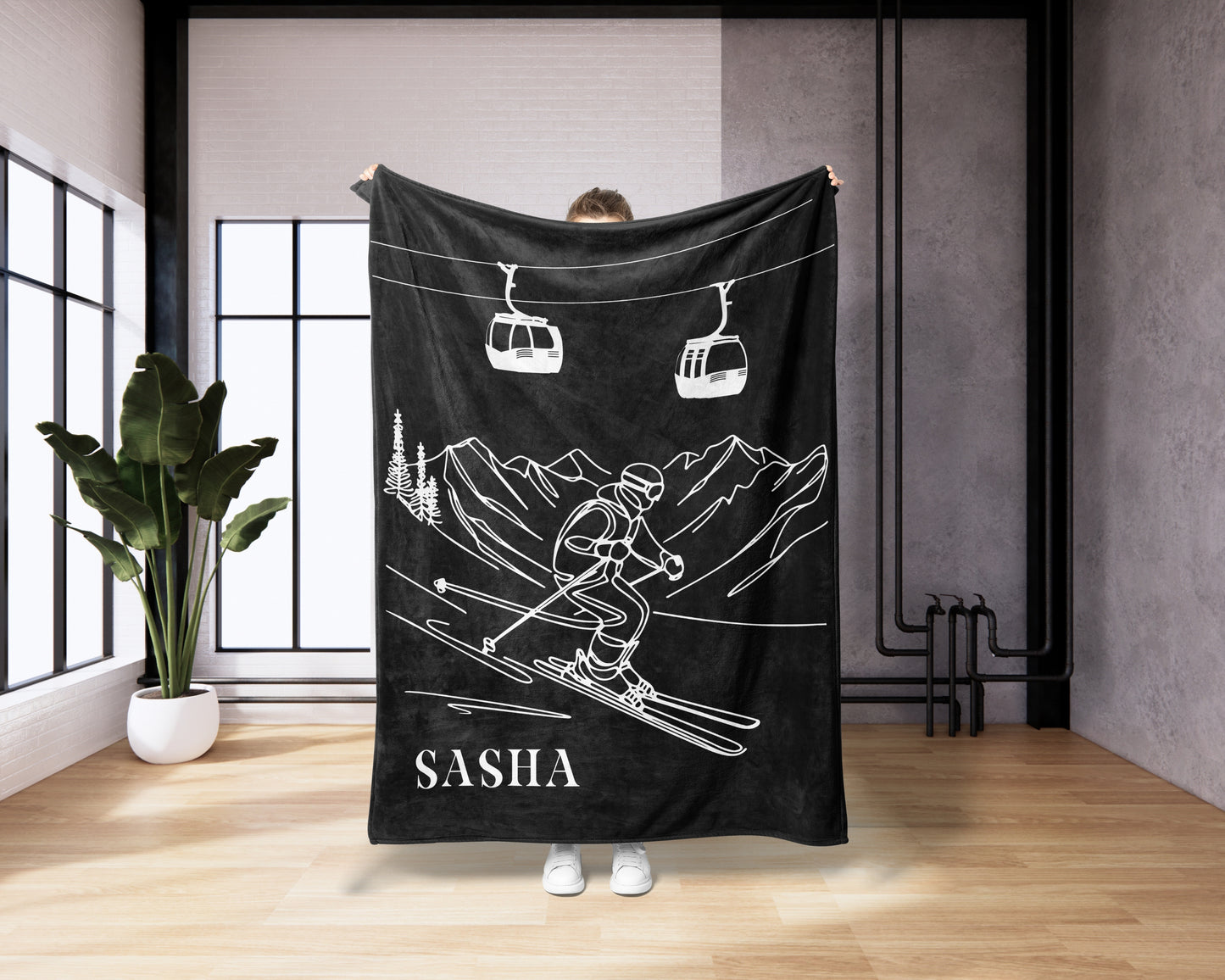 Personalized Ski Blanket Gift For Skier Customizable Ski Team Gift