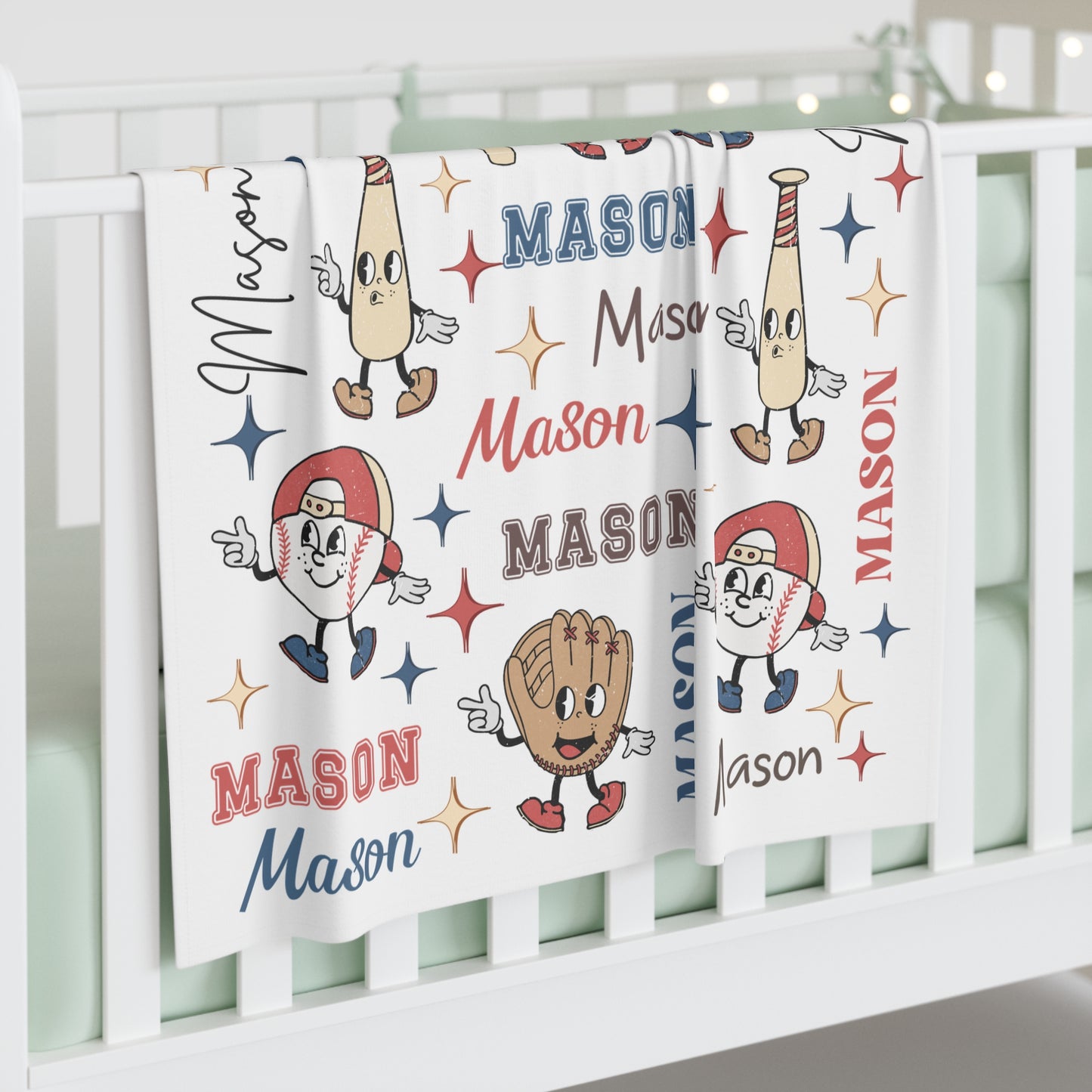 Custom Retro Baseball Blanket Personalized Baseball Gift