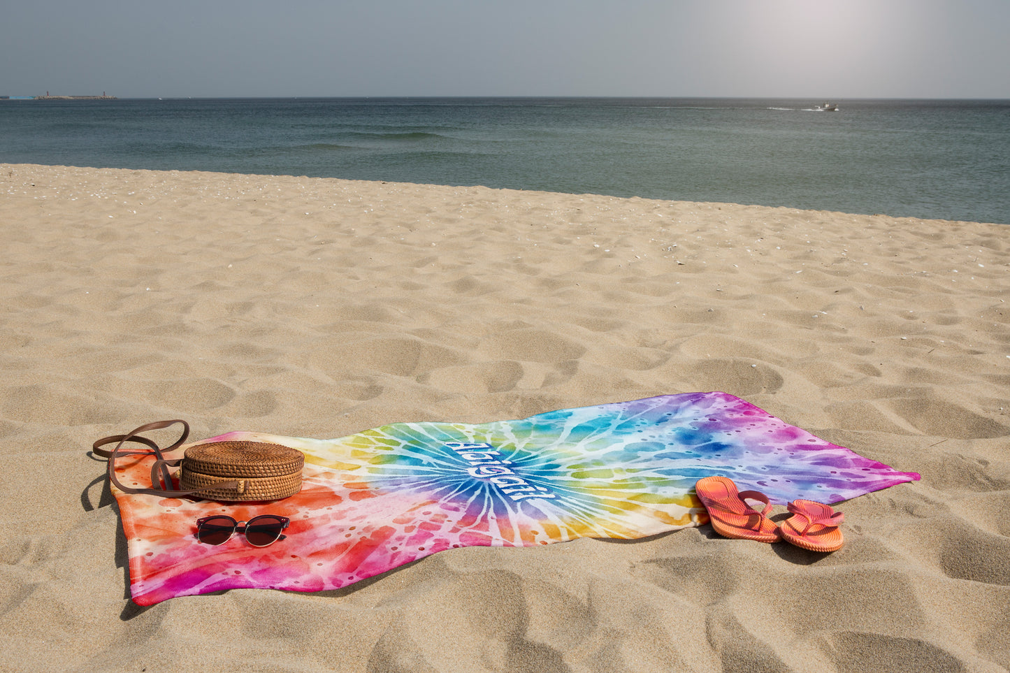 Personalized Retro Tie Dye Summer Beach Towel