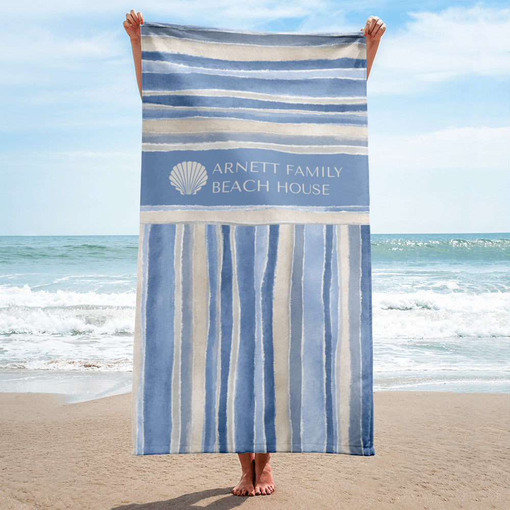 Personalized Coastal Stripe Beach Towel