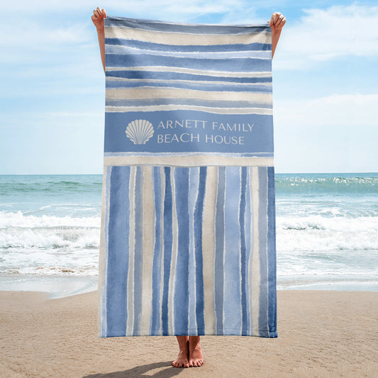 Personalized Coastal Stripe Beach Towel