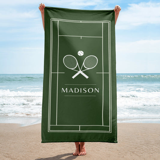 Personalized Tennis Court Beach Towel