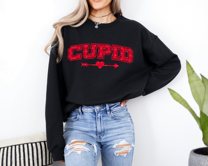 Cupid Valentine Shirt Retro Romantic Womens Crewneck Sweatshirt