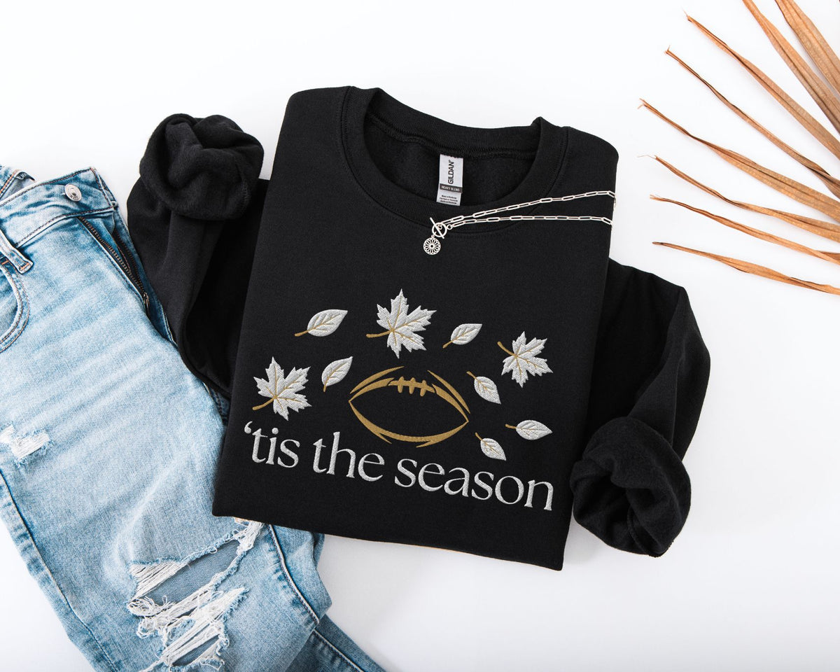 Embroidered Tis The Season Football Sweatshirt