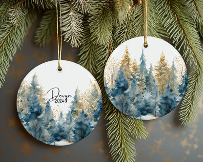 Personalized Winter Forest Christmas Ornament