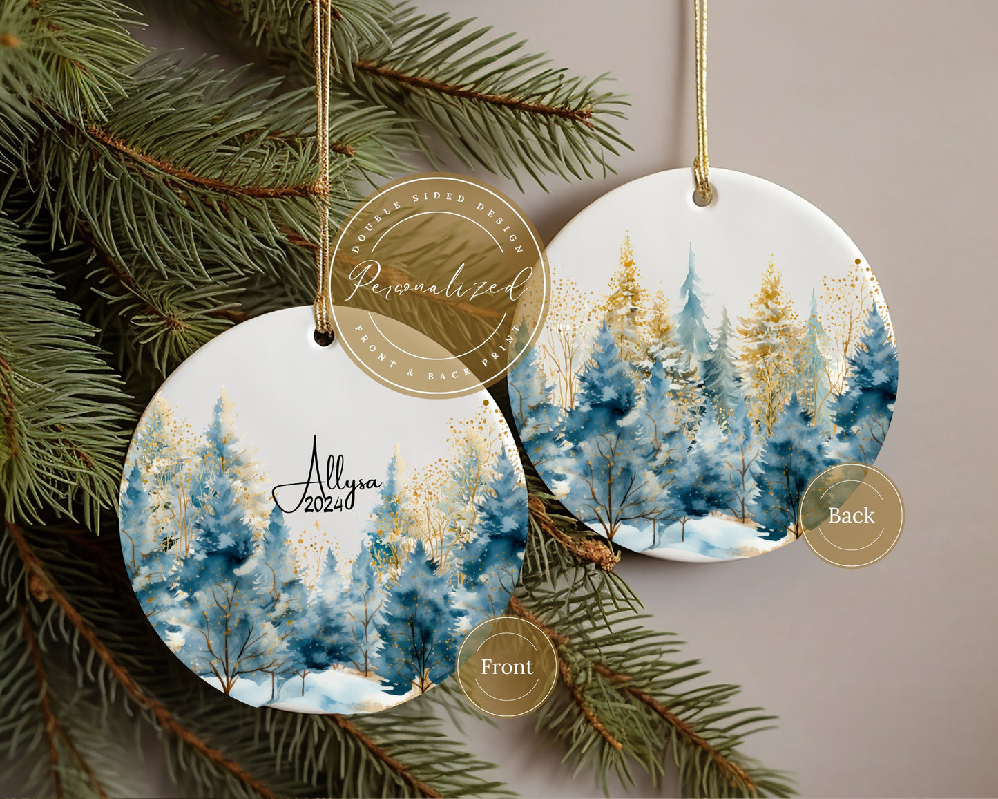 Personalized Winter Forest Christmas Ornament