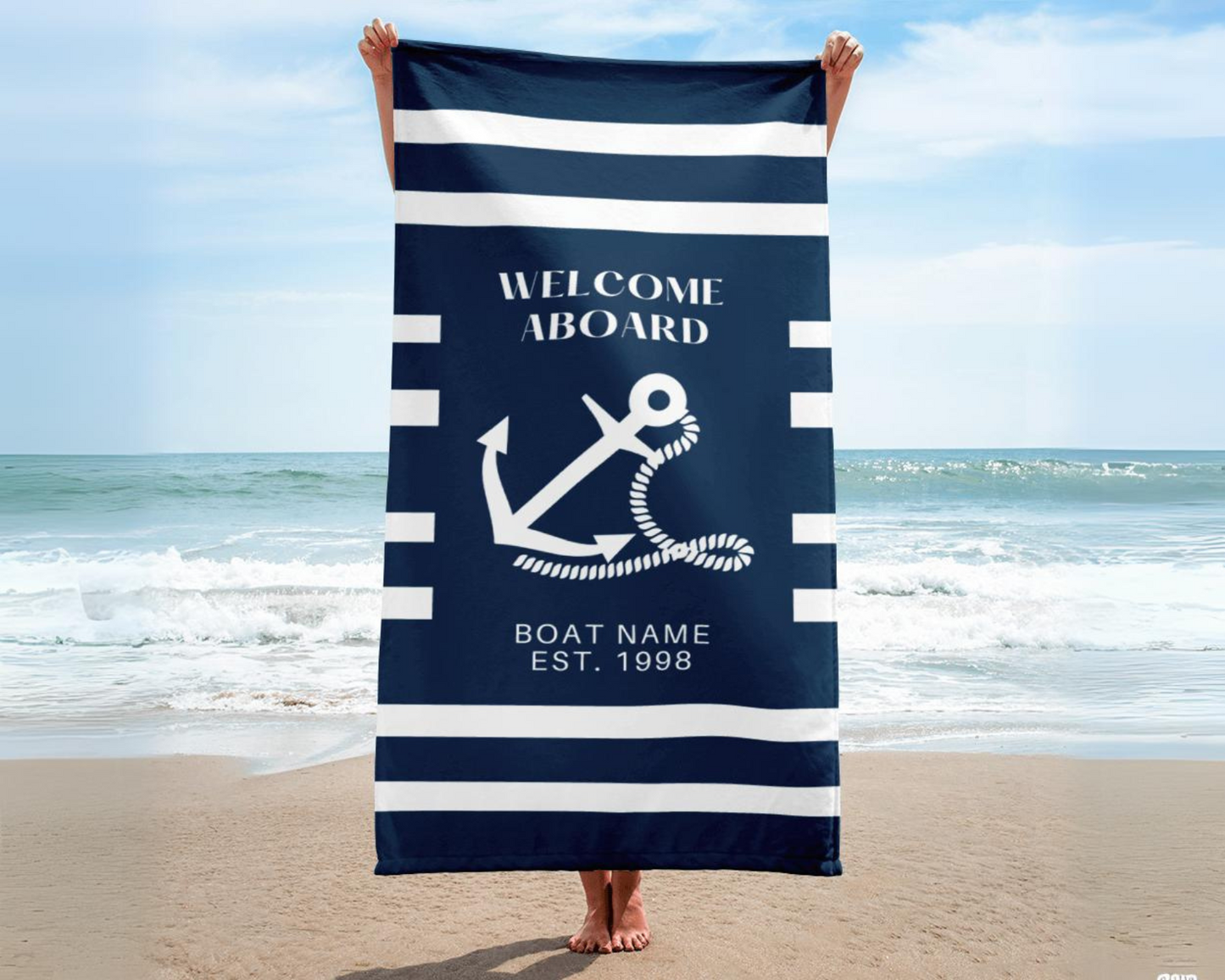 Custom Boat Towel Nautical Decor Large Beach Towel Boat Gifts