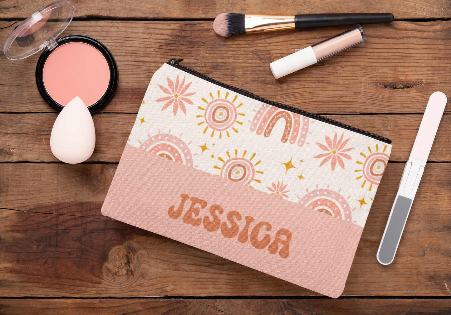 Cute Personalized Boho Rainbow Pencil Case Back to School Gift