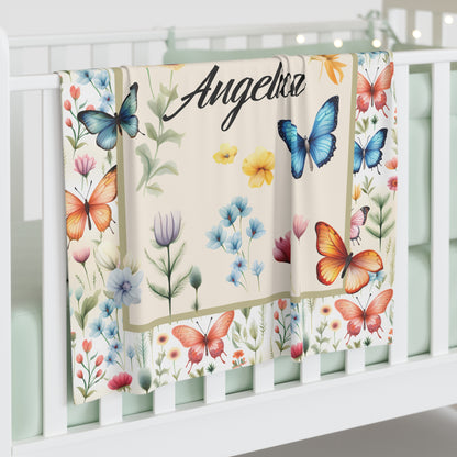 Personalized Butterfly Baby Blanket With Name