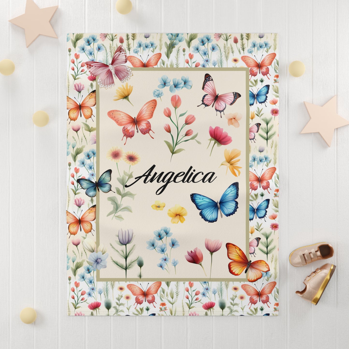 Personalized Butterfly Baby Blanket With Name