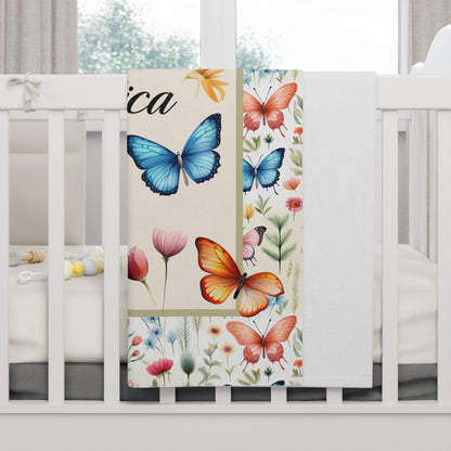 Personalized Butterfly Baby Blanket With Name