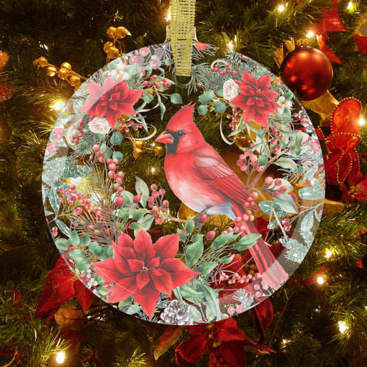 Red Cardinal Glass Christmas Ornament