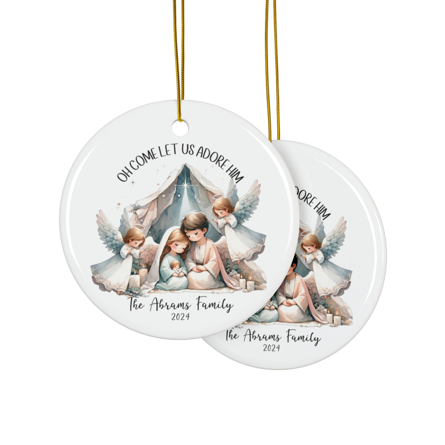 Personalized Ceramic Nativity Christmas Ornament