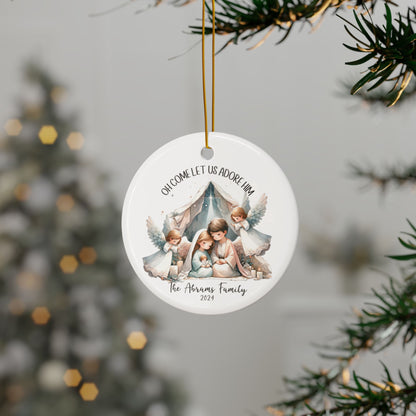 Personalized Ceramic Nativity Christmas Ornament