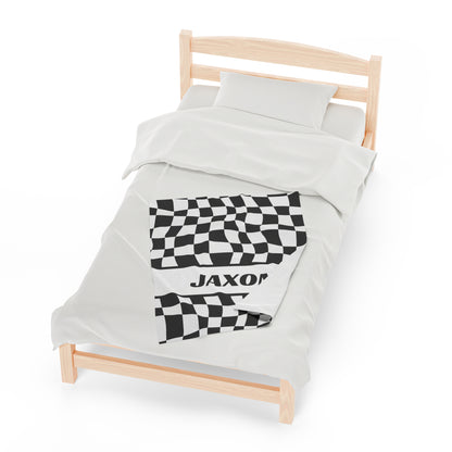 Personalized Checkered Flag Blanket Racing Gift