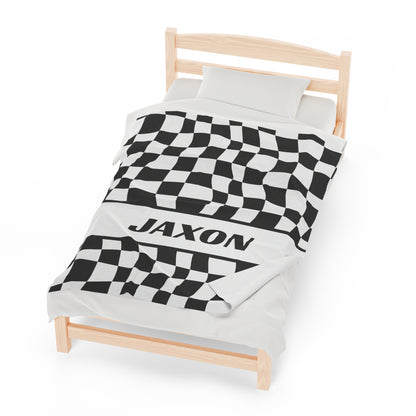 Personalized Checkered Flag Blanket Racing Gift