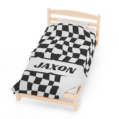 Personalized Checkered Flag Blanket Racing Gift