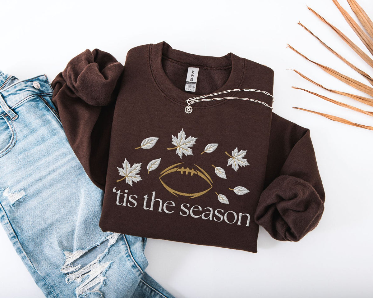 Embroidered Tis The Season Football Sweatshirt