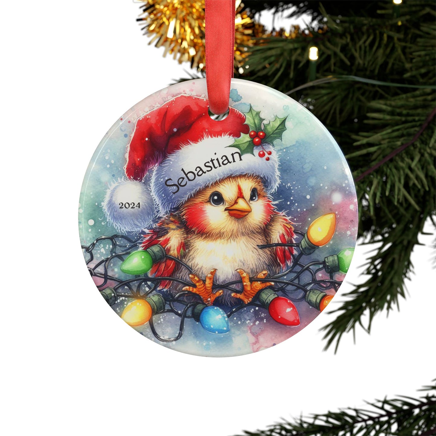 Personalized Christmas Chicken Ornament