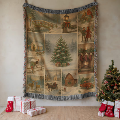 Woven Christmas Throw Blanket
