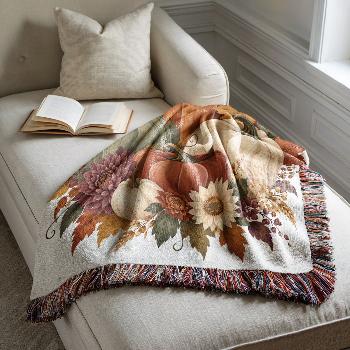 Harvest Pumpkin Woven Throw Blanket