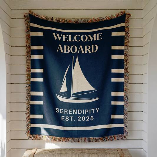 Personalized Woven Sailboat Blanket
