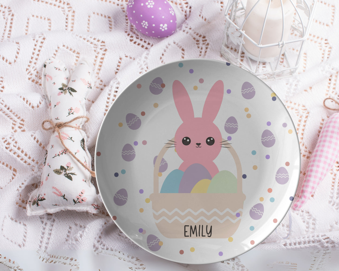 Custom Name Easter Bunny Plate